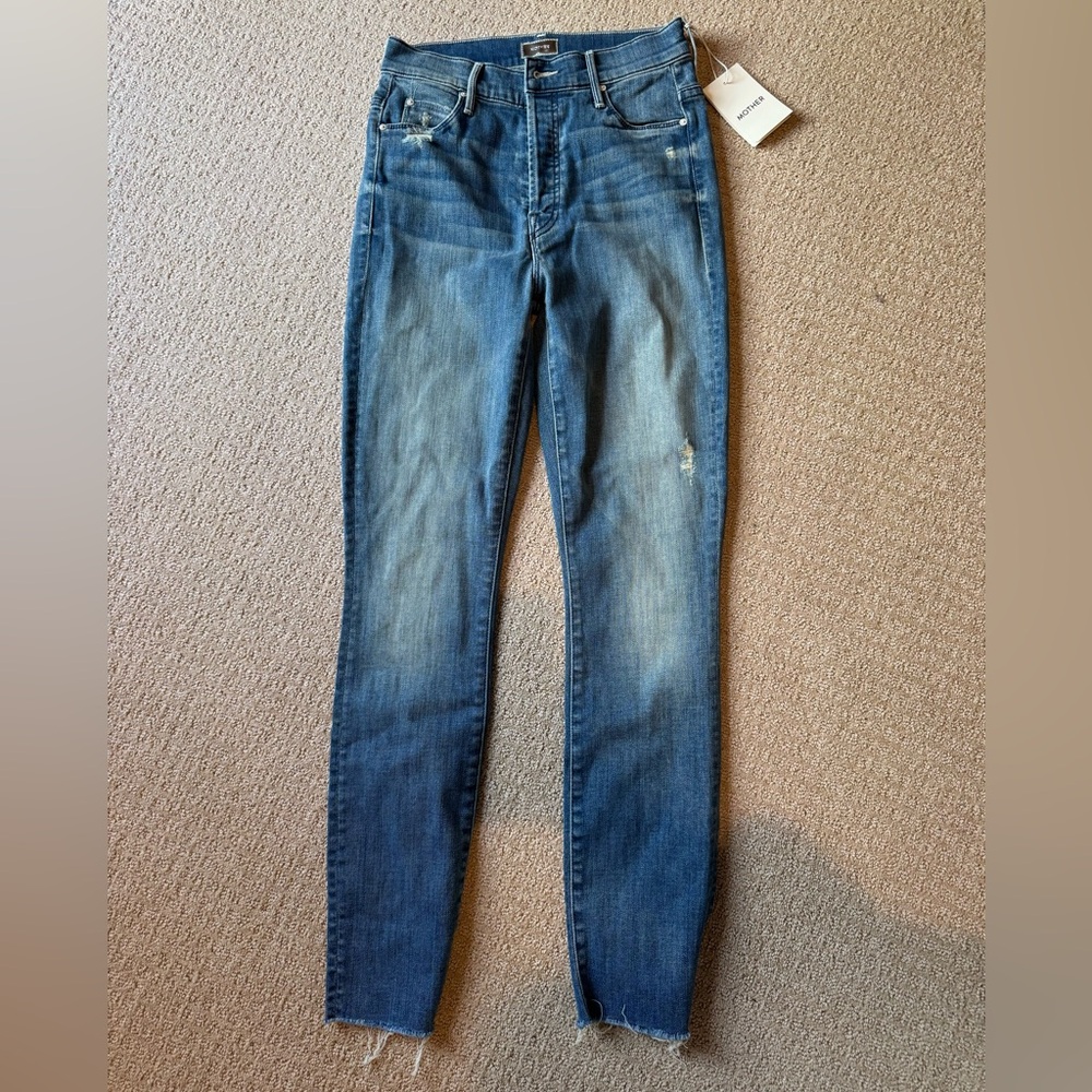 Mother Denim Ankle Fray Blue Jeans